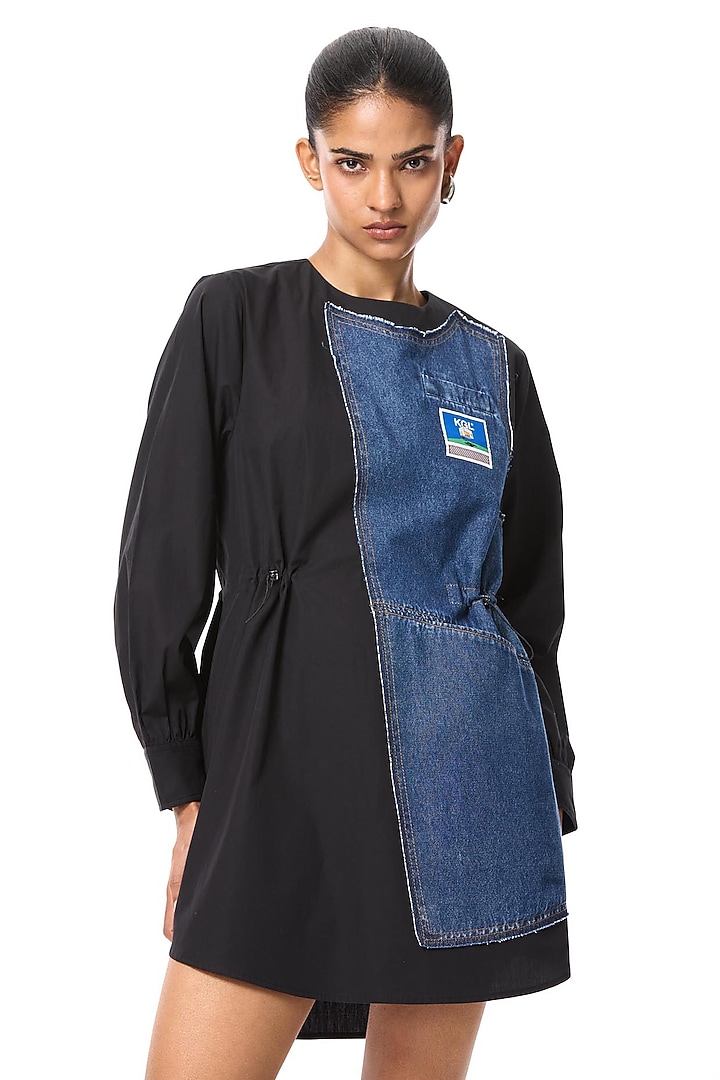 Black Cotton Vacation Shirt Dress by Kanika Goyal at Pernia's Pop Up Shop