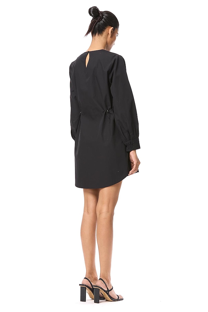 Black Cotton Vacation Shirt Dress by Kanika Goyal at Pernia's Pop Up Shop