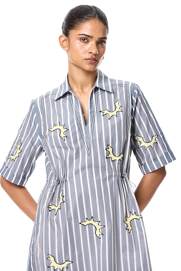 Multi-Colored Cotton Embellished Shirt Vacation Dress by Kanika Goyal at Pernia's Pop Up Shop