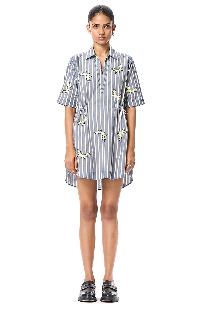 Multi-Colored Cotton Embellished Shirt Vacation Dress by Kanika Goyal at Pernia's Pop Up Shop