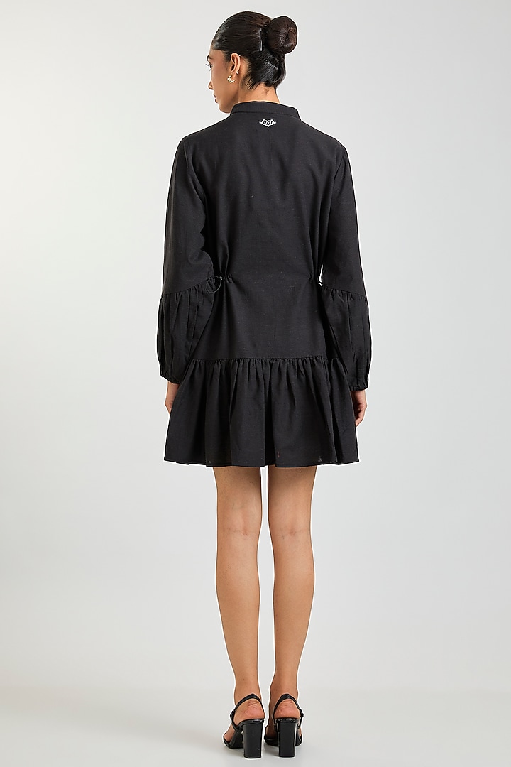 Black Linen Blend Vacation Dress by Kanika Goyal at Pernia's Pop Up Shop