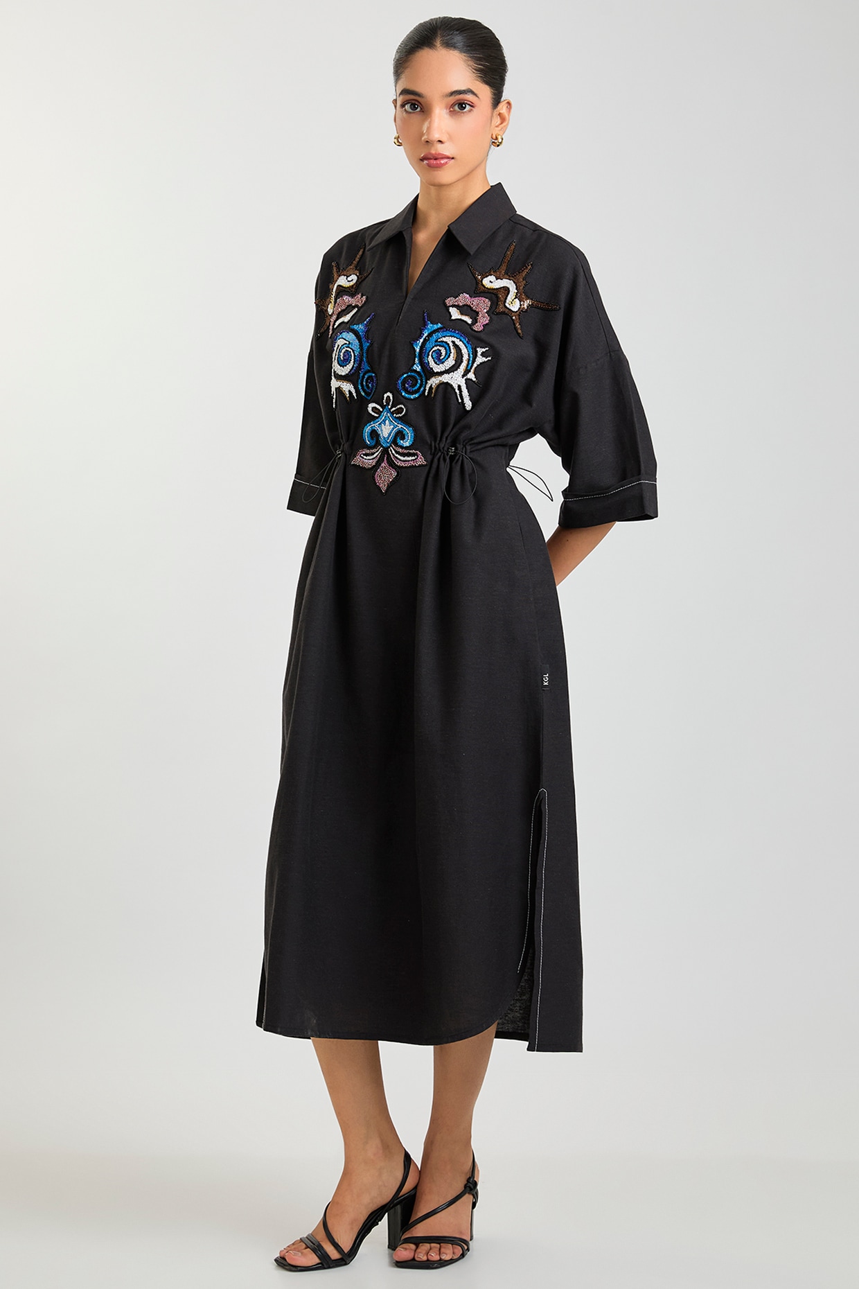Kanika Goyal Black Linen Blend Dress