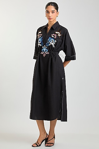 Black Linen Blend Dress by Kanika Goyal
