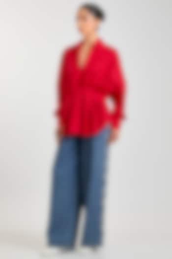 Red Cotton Top by Kanika Goyal at Pernia's Pop Up Shop