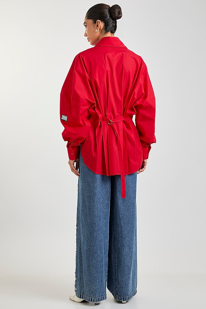 Red Cotton Top by Kanika Goyal at Pernia's Pop Up Shop