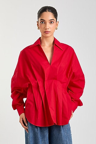 Red Cotton Top by Kanika Goyal