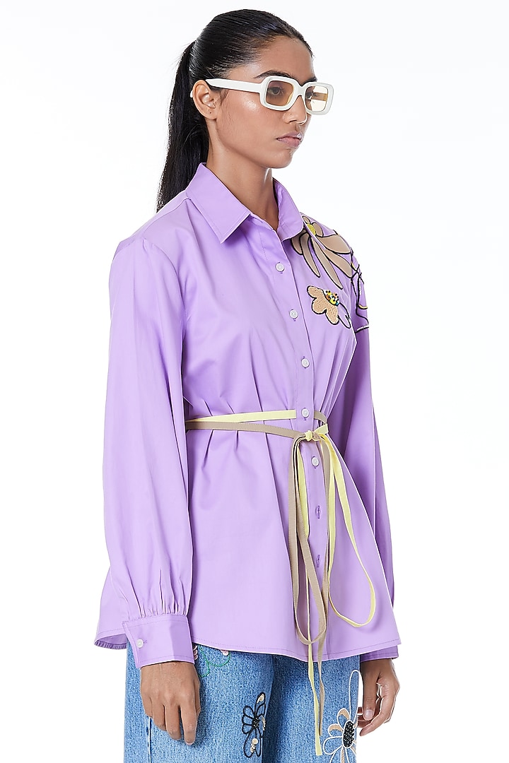 Lilac Asymmetrical Shirt by Kanika Goyal at Pernia's Pop Up Shop