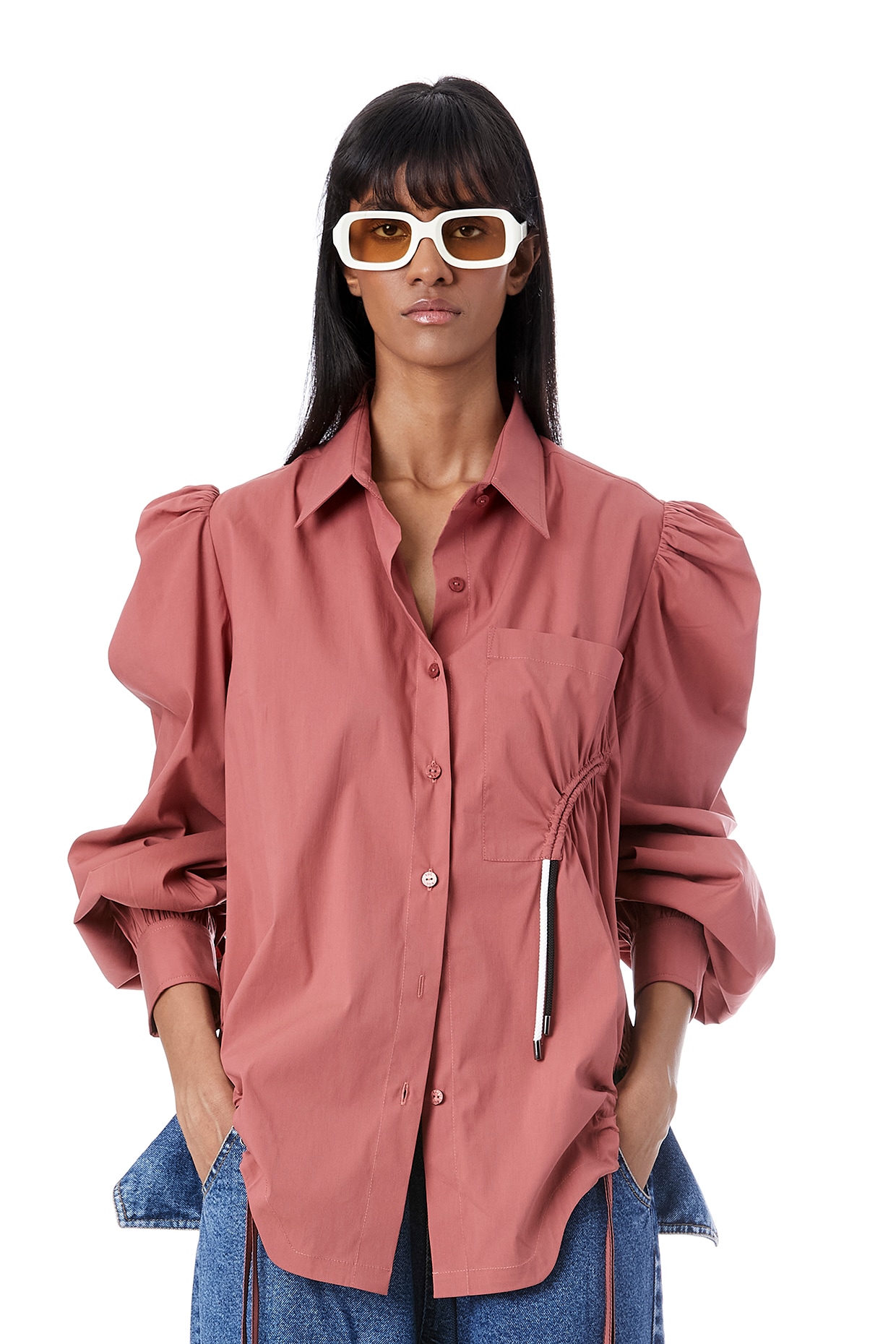 Rust Pink Cotton Shirt by Kanika Goyal at Pernia s Pop Up Shop 2024