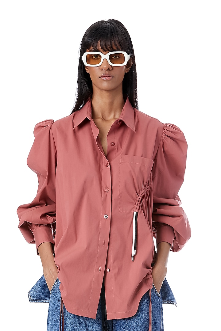 Rust Pink Cotton Shirt by Kanika Goyal