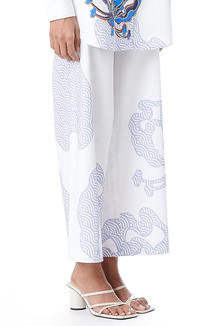 White Cotton Printed Co-Ord Set by Kanika Goyal at Pernia's Pop Up Shop