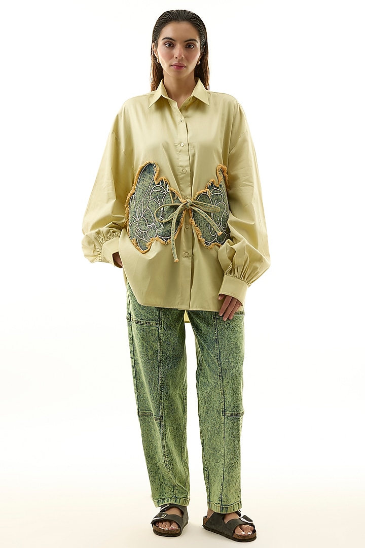 Yellow & Multi-Colored Cotton Embellished Co-ord Set by Kanika Goyal at Pernia's Pop Up Shop