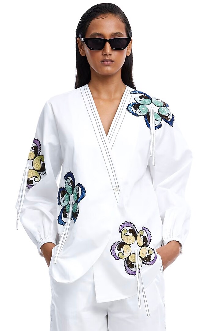 White Cotton Co-Ord Set by Kanika Goyal at Pernia's Pop Up Shop