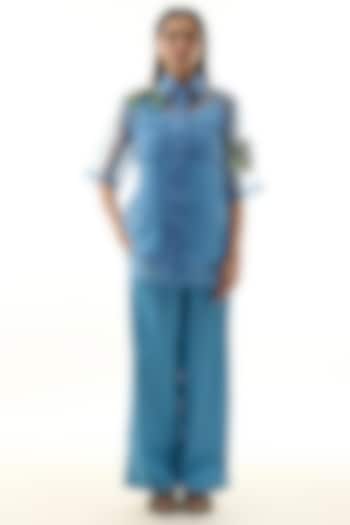 Blue Polyester Embellished Co-ord Set by Kanika Goyal at Pernia's Pop Up Shop