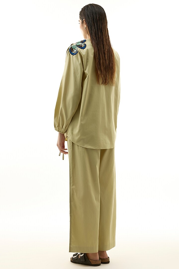 Yellow Cotton Embellished Co-ord Set by Kanika Goyal at Pernia's Pop Up Shop