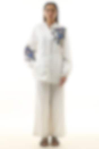 White Cotton Embellished Co-ord Set by Kanika Goyal at Pernia's Pop Up Shop