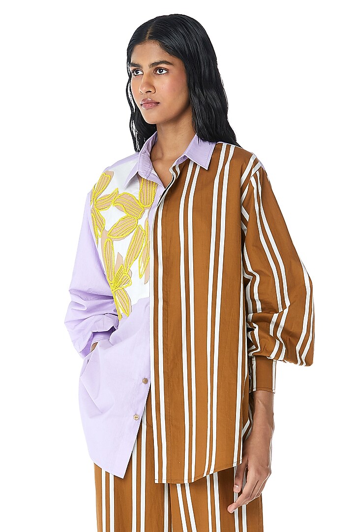 Multi-Colored Cotton Engineered & Embellished Co-Ord Set by Kanika Goyal at Pernia's Pop Up Shop