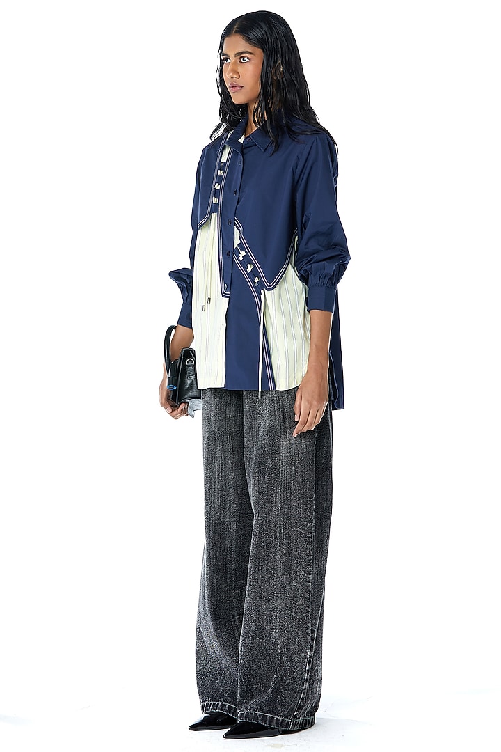 Multi-Colored Cotton Layered Shirt by Kanika Goyal at Pernia's Pop Up Shop