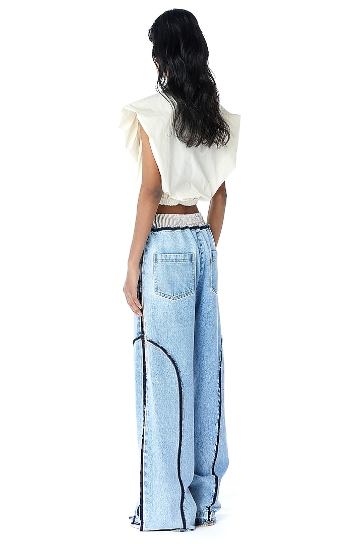 Off-White Cotton Cropped Shirt by Kanika Goyal at Pernia's Pop Up Shop