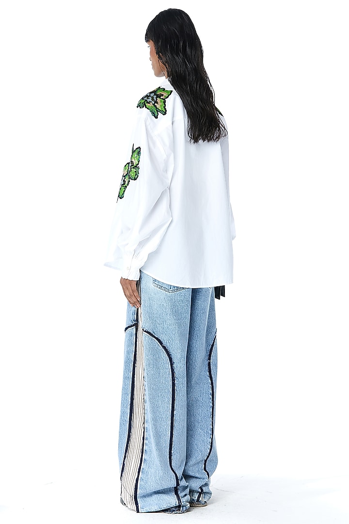 Blue Cotton Concentric-Cut Oversized Denim Pants by Kanika Goyal at Pernia's Pop Up Shop