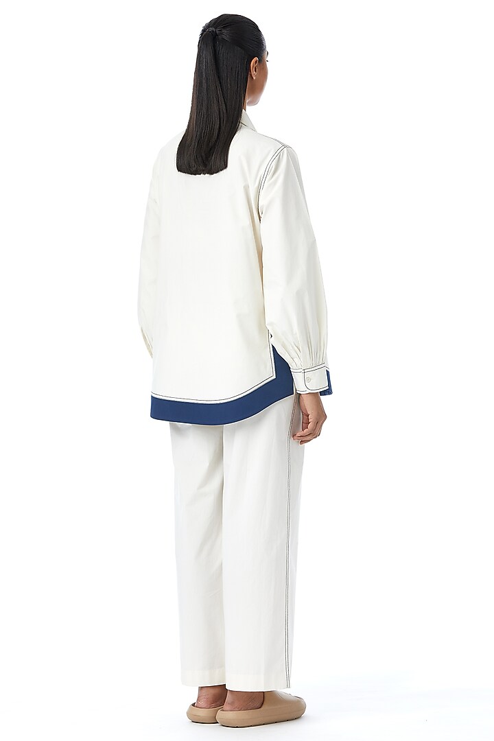 White Cotton Straight Pants by Kanika Goyal at Pernia's Pop Up Shop