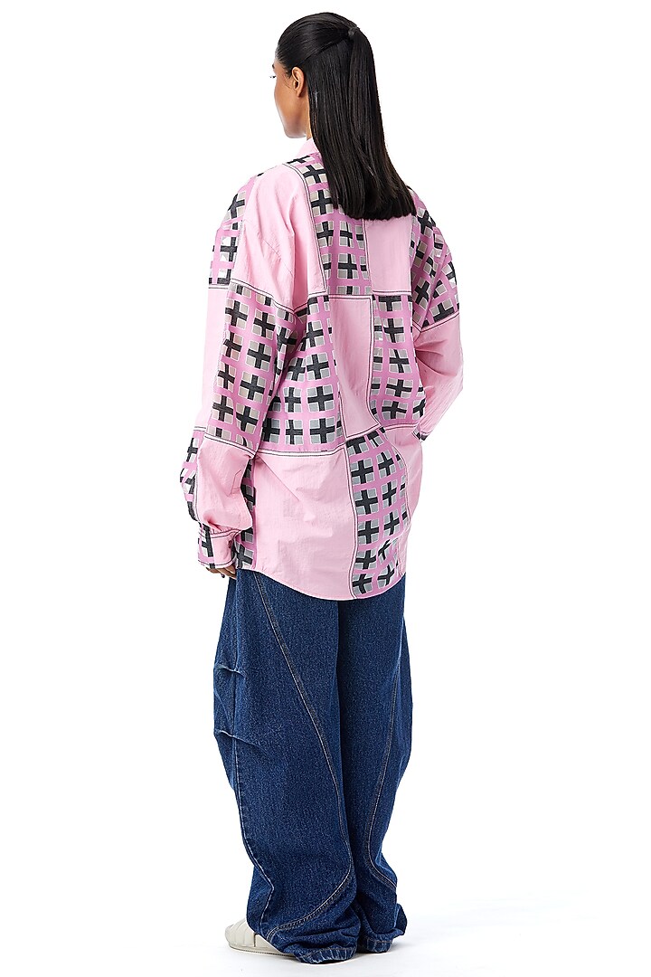 Pink Cotton Grid-Blocked Shirt by Kanika Goyal at Pernia's Pop Up Shop