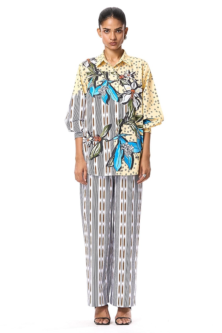 Multi-Colored Cotton Printed & Embellished Co-Ord Set by Kanika Goyal at Pernia's Pop Up Shop