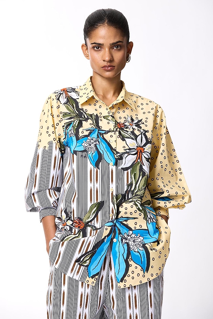 Multi-Colored Cotton Printed & Embellished Co-Ord Set by Kanika Goyal at Pernia's Pop Up Shop