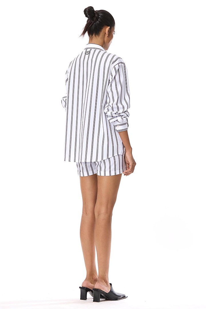 Beige & Black Cotton Hand Embellished Shirt by Kanika Goyal at Pernia's Pop Up Shop
