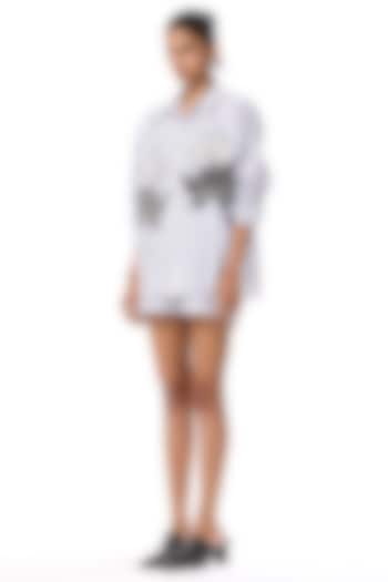 Beige & Black Cotton Striped Shorts by Kanika Goyal at Pernia's Pop Up Shop