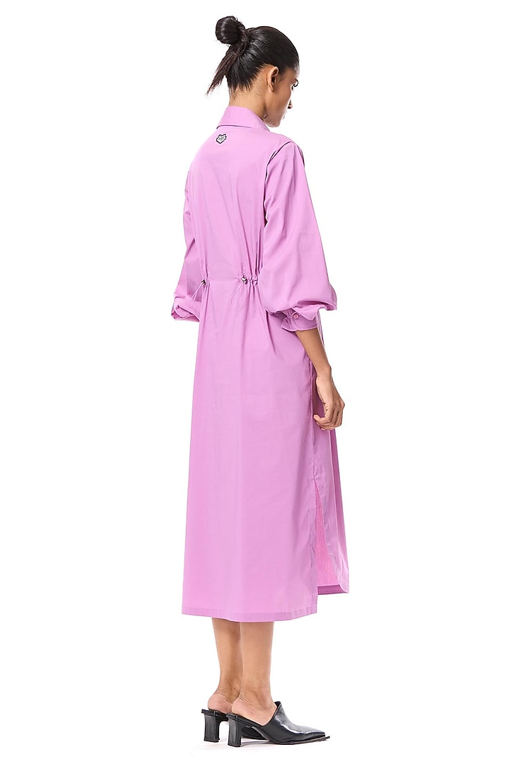 Pink Cotton Hand Embellished Shirt Cocktail Dress by Kanika Goyal at Pernia's Pop Up Shop