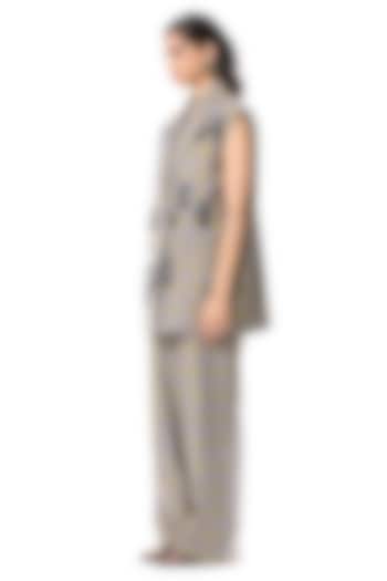 Grey Polyester Pants by Kanika Goyal at Pernia's Pop Up Shop