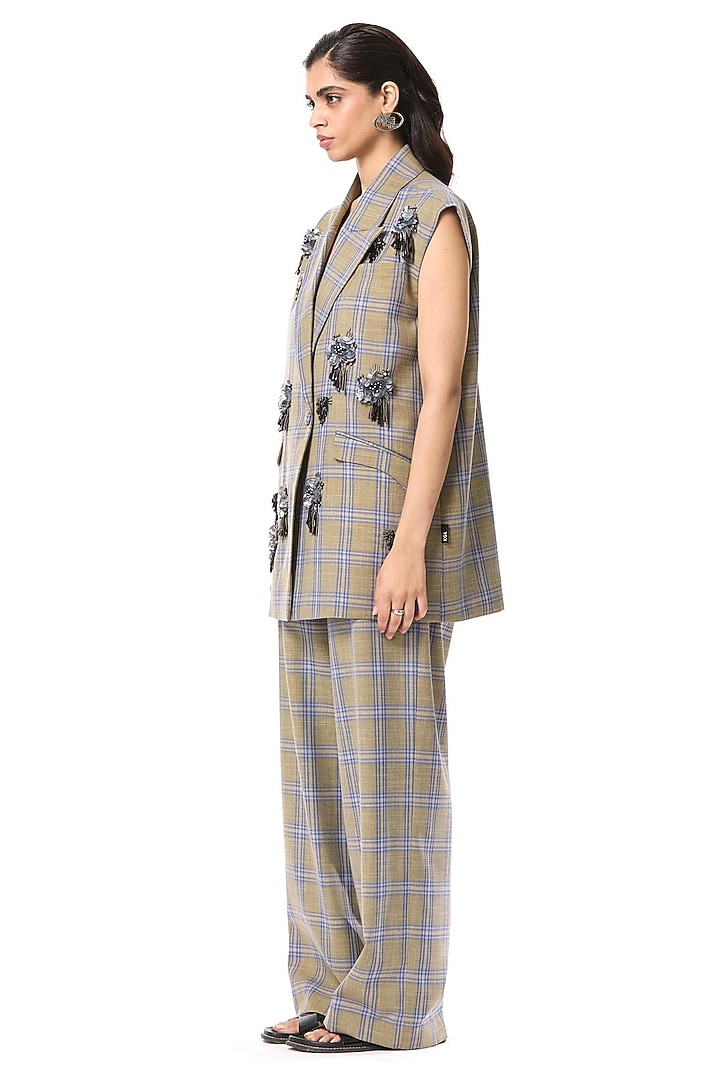Grey Polyester Pants by Kanika Goyal at Pernia's Pop Up Shop