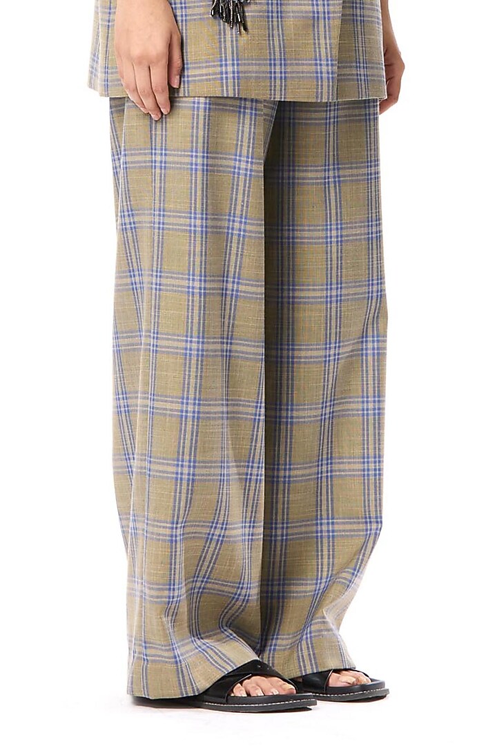 Grey Polyester Pants by Kanika Goyal at Pernia's Pop Up Shop