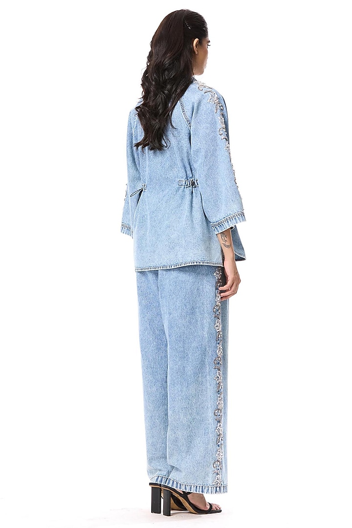 Denim Cotton Embellished Top by Kanika Goyal at Pernia's Pop Up Shop