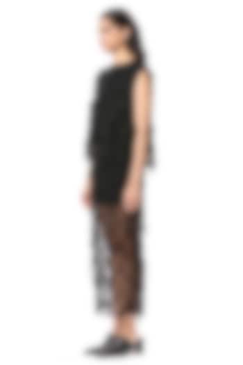 Black Polyester Hand Embellished Midi Skirt by Kanika Goyal at Pernia's Pop Up Shop