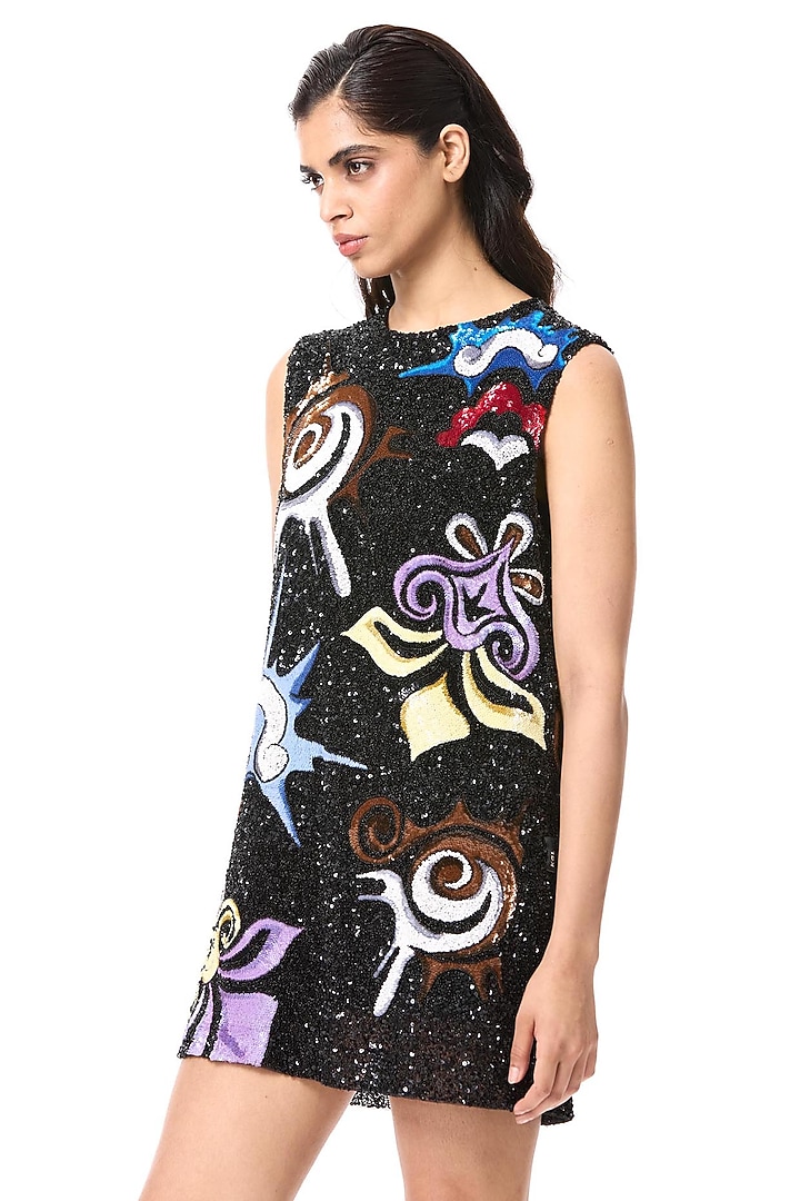 Multi-Colored Polyester Hand Embellished Party Wear Dress by Kanika Goyal at Pernia's Pop Up Shop