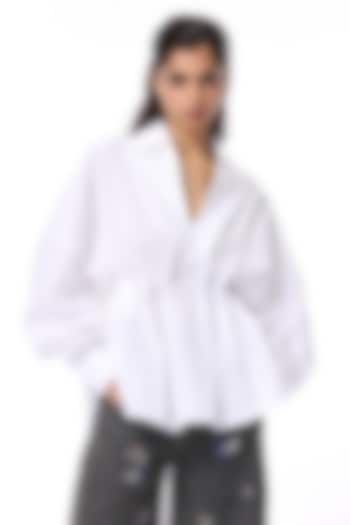 White Polyester Oversized Shirt by Kanika Goyal at Pernia's Pop Up Shop