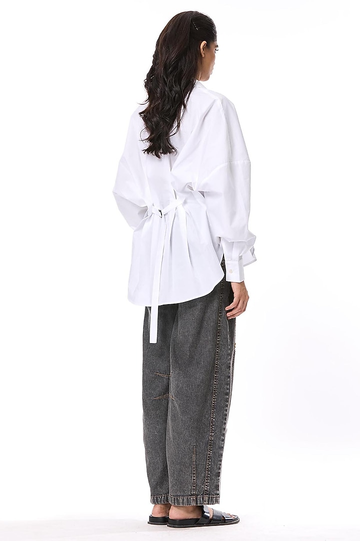 White Polyester Oversized Shirt by Kanika Goyal at Pernia's Pop Up Shop