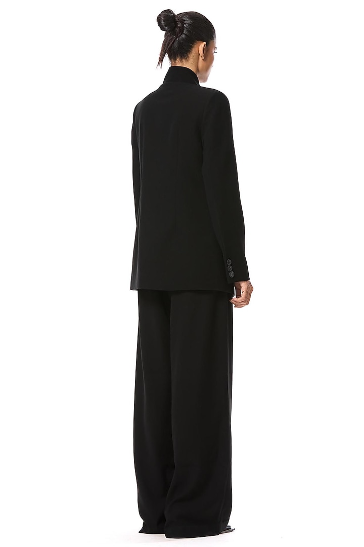 Black Polyester Blazer by Kanika Goyal at Pernia's Pop Up Shop