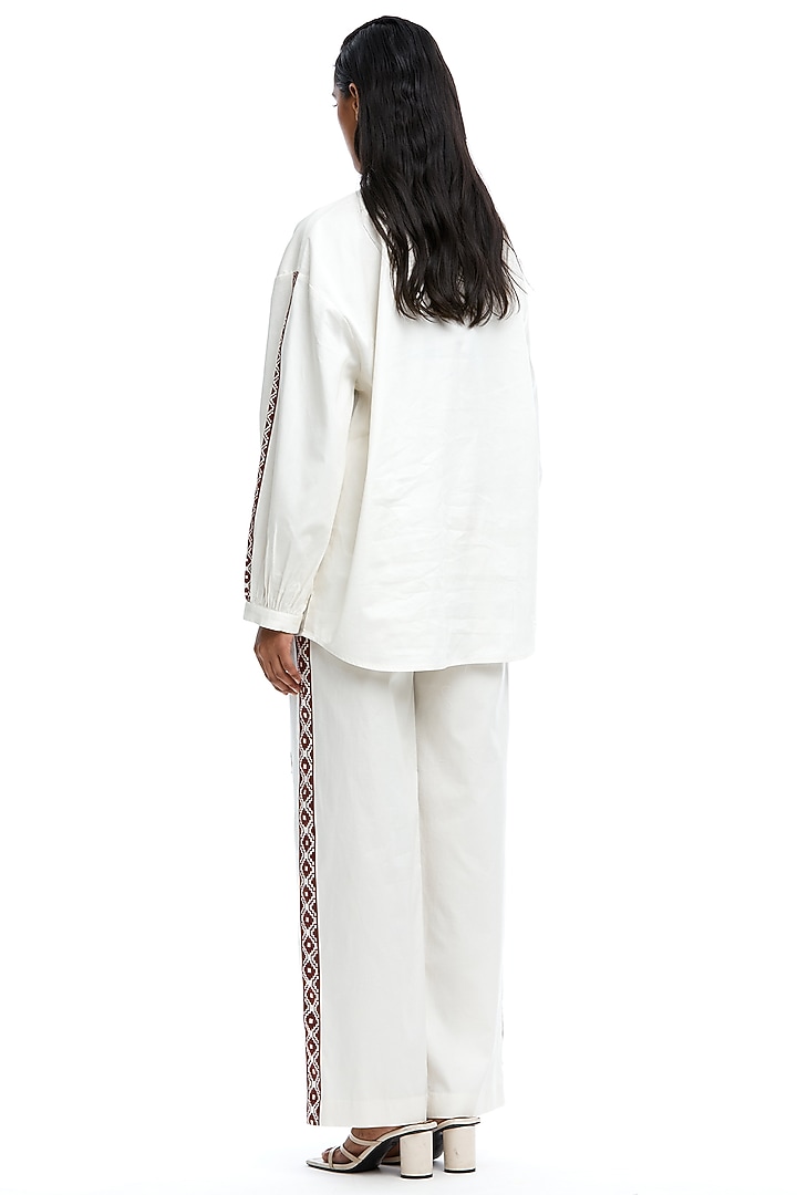 Off-White Polyester Printed Shirt by Kanika Goyal at Pernia's Pop Up Shop