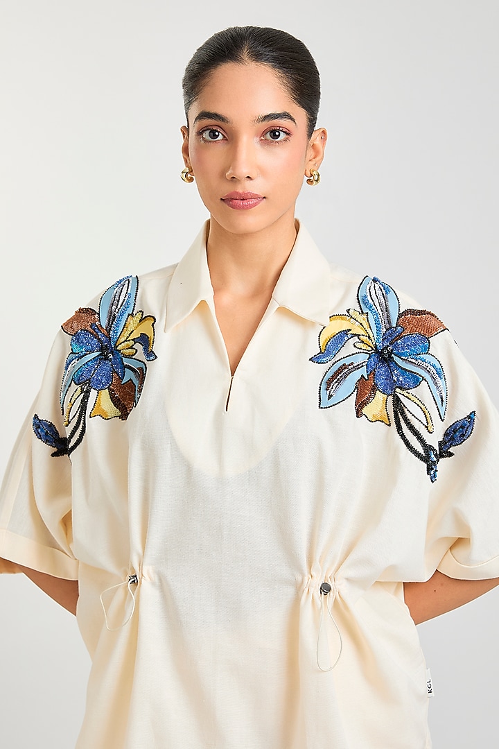 Off-White Cotton Co-Ord Set by Kanika Goyal at Pernia's Pop Up Shop