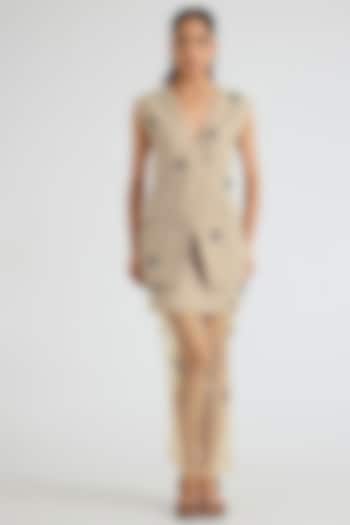 Beige Polyester Embellished Skirt Set by Kanika Goyal at Pernia's Pop Up Shop