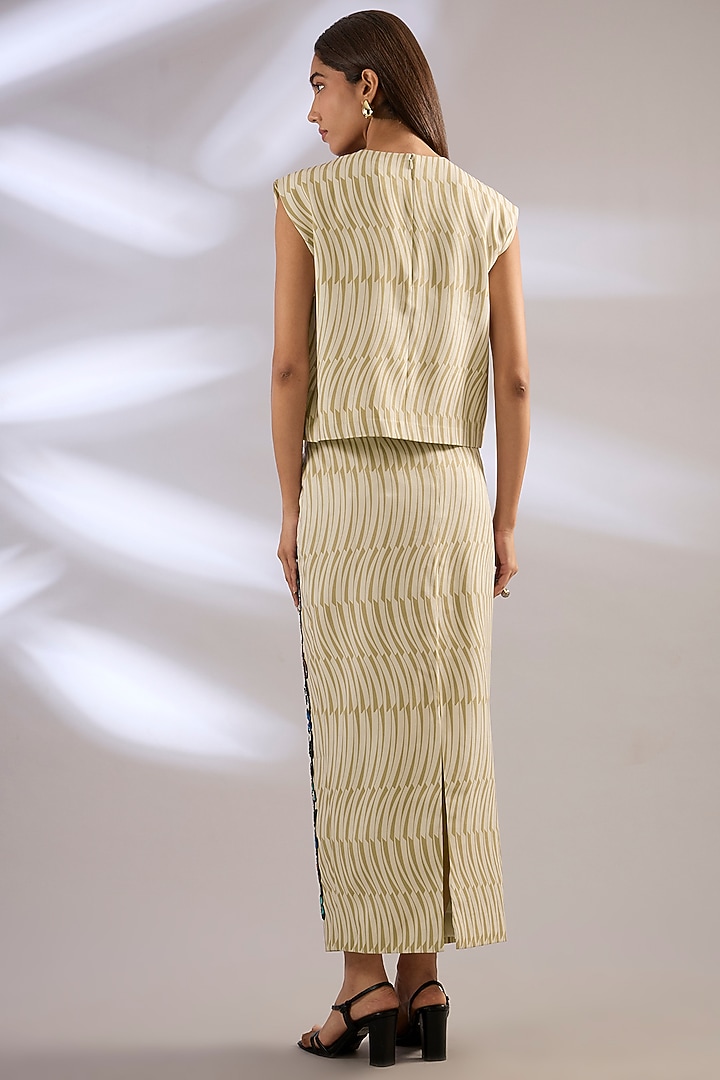 Multi-Colored Japanese Crepe Skirt Set by Kanika Goyal at Pernia's Pop Up Shop