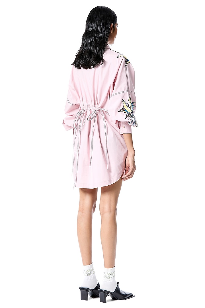 Pink Cotton Embellished Vacation Dress by Kanika Goyal at Pernia's Pop Up Shop