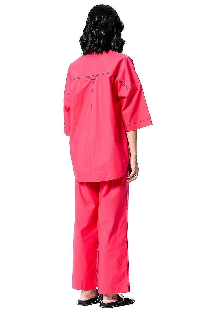 Red Cotton Embellished Co-Ord Set by Kanika Goyal at Pernia's Pop Up Shop