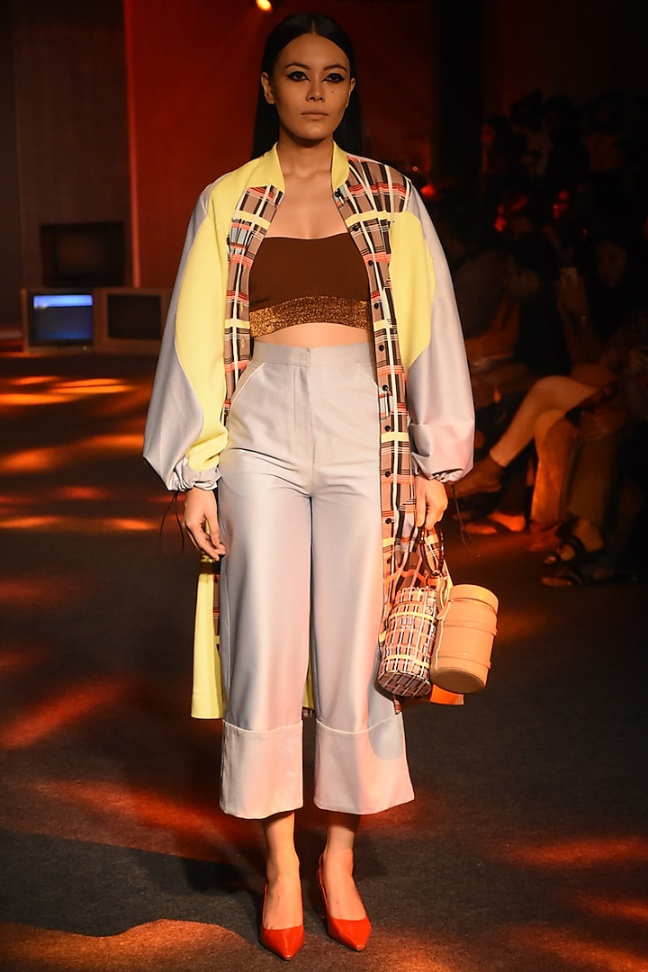 Multi Colored Printed Trench Coat by Kanika Goyal