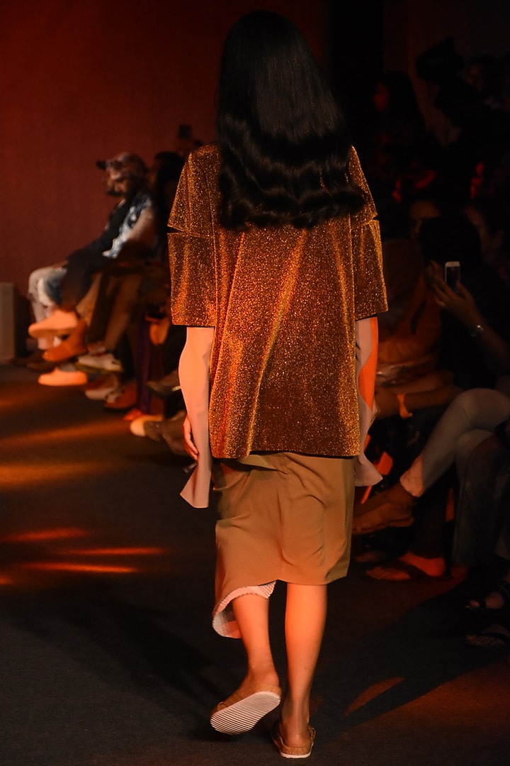 Copper & Pink Embroidered Shirt by Kanika Goyal at Pernia's Pop Up Shop