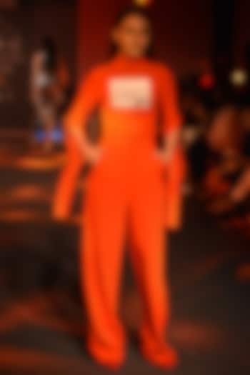 Flaming Red Straight Pants by Kanika Goyal at Pernia's Pop Up Shop