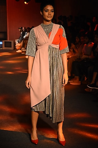 Multi Colored Draped Dress by Kanika Goyal