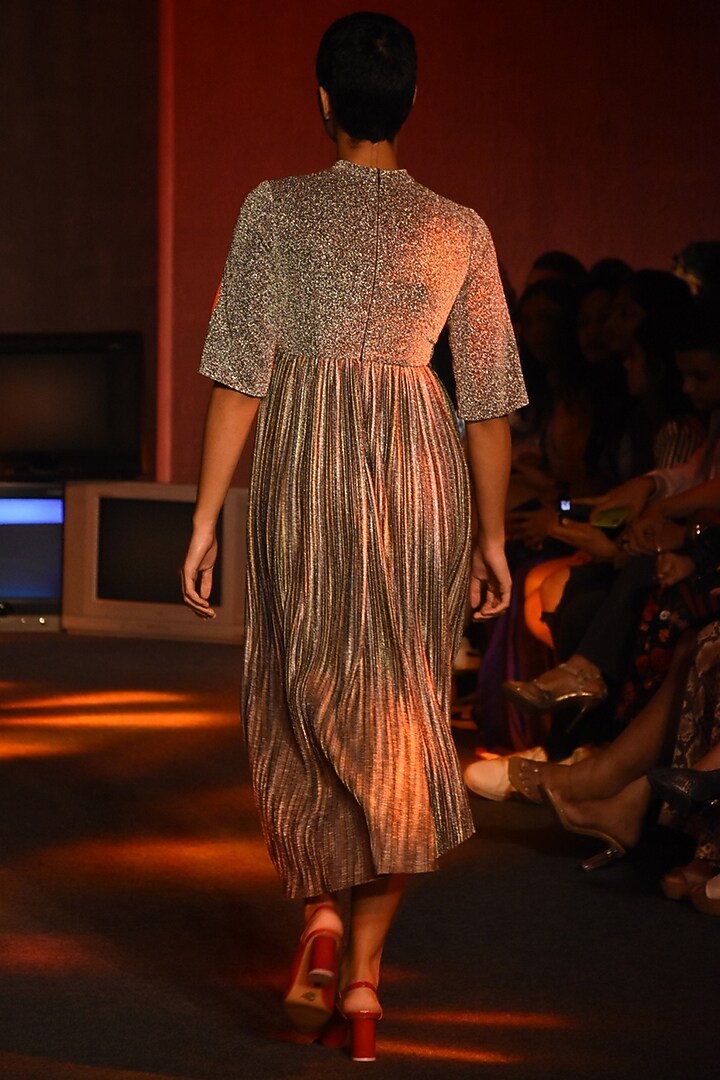 Multi Colored Draped Vacation Dress by Kanika Goyal at Pernia's Pop Up Shop